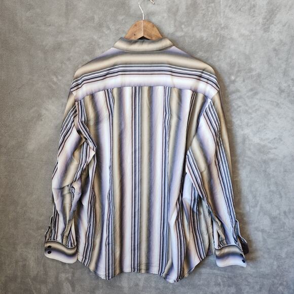 Tommy Bahama Men's XL Striped Shirt - Cotton Silk Blend Long Sleeve Button-Up - Picture 2 of 9